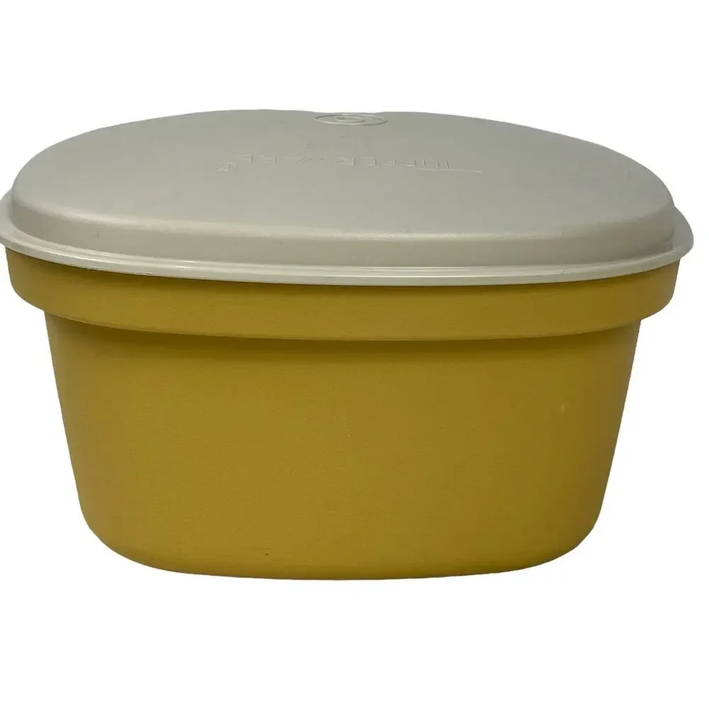 Tupperware Vintage Microwave Steam and Store Vegetable/Rice Steamer Harvest Gold